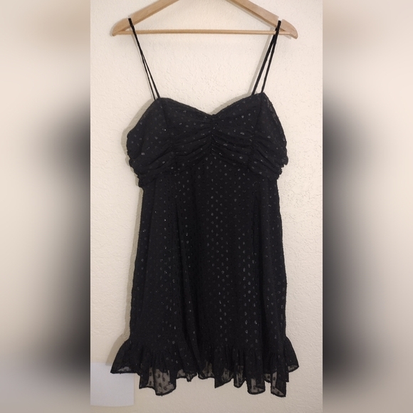 Lina Black Metallic Polkadot Dana Mini Dress - Picture 3 of 10